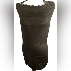Sele Dress Size L  Stretch Fit Knee High Metallic Brown Gold Flake Form Fit